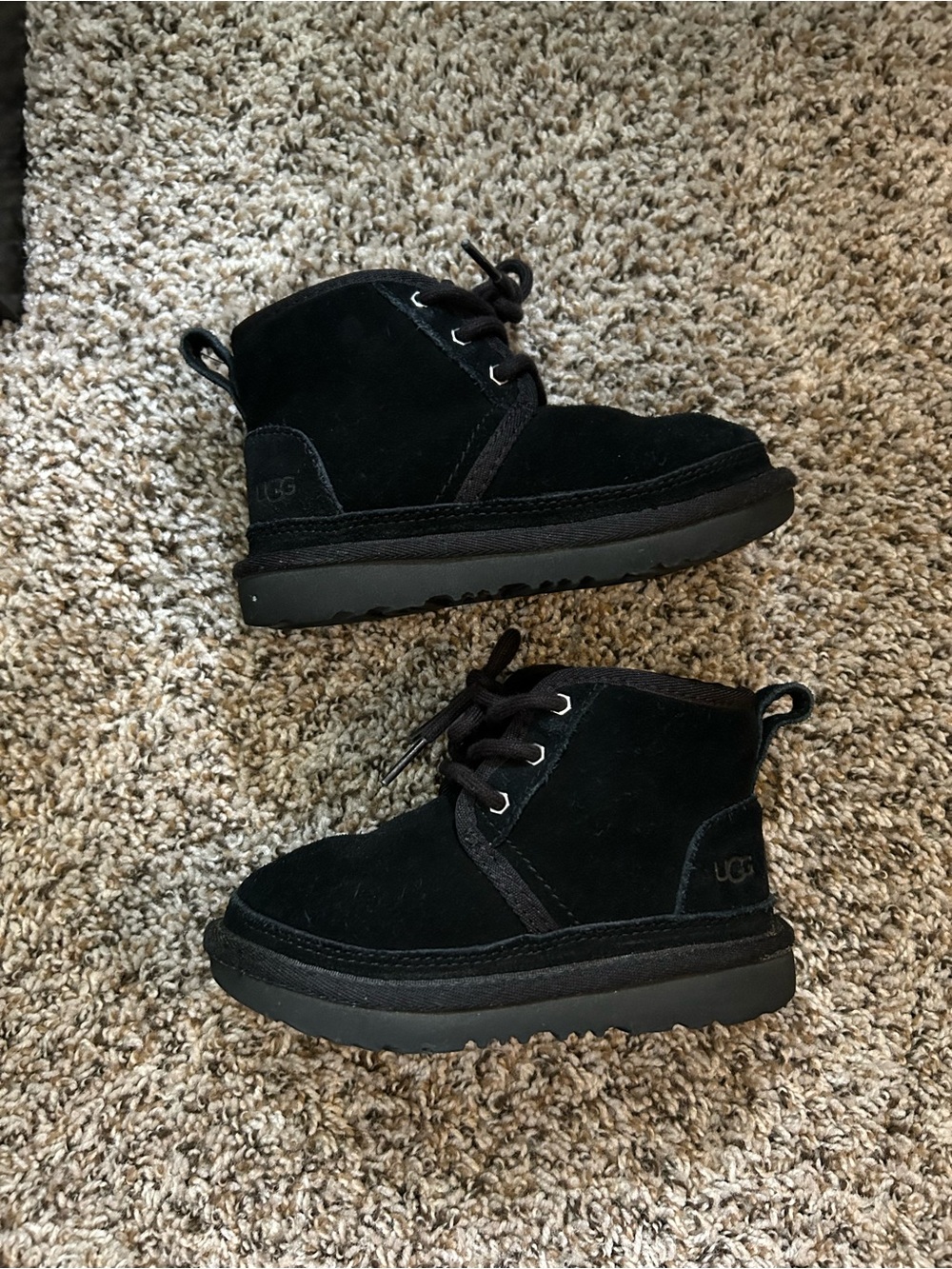 UGG Kids Black Lace-Up Booties